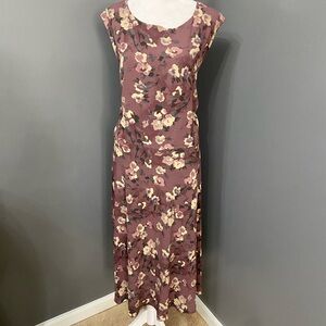 LAUREN Ralph Lauren Purple Floral Fit & Flare Midi Dress Womens 18W Classic